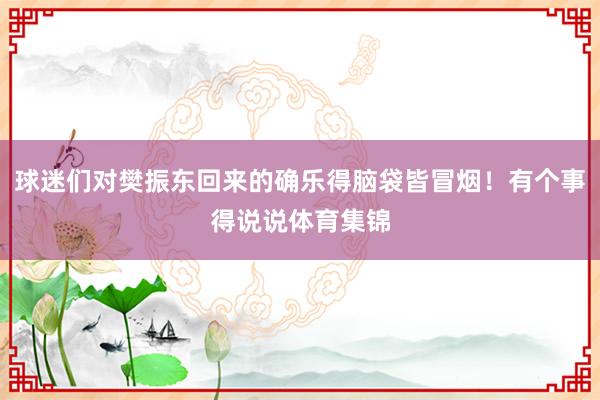 球迷们对樊振东回来的确乐得脑袋皆冒烟！有个事得说说体育集锦