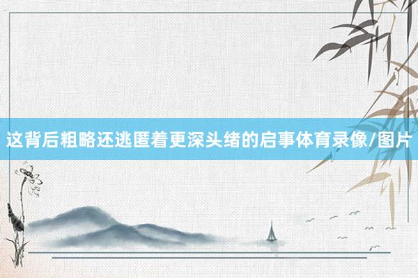 这背后粗略还逃匿着更深头绪的启事体育录像/图片