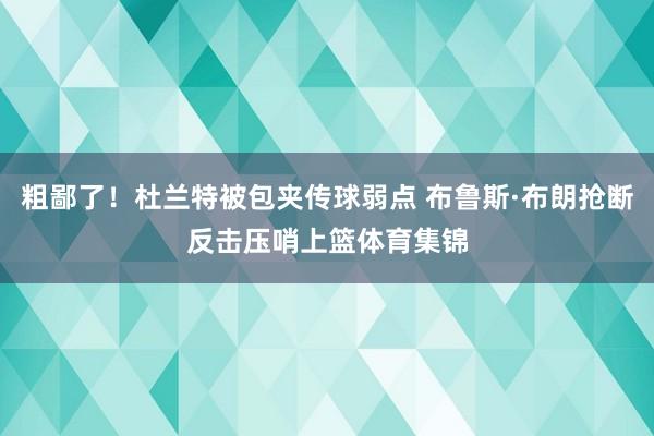 粗鄙了！杜兰特被包夹传球弱点 布鲁斯·布朗抢断反击压哨上篮体育集锦