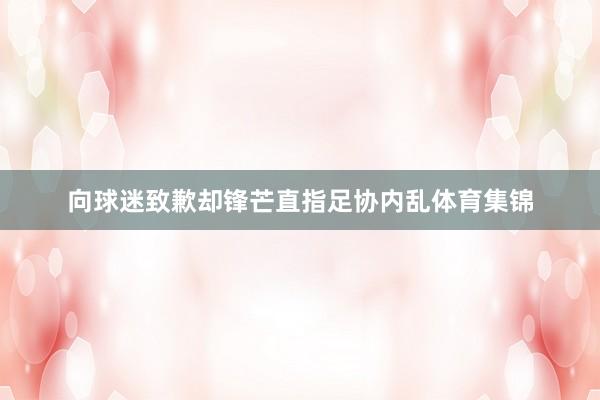 向球迷致歉却锋芒直指足协内乱体育集锦